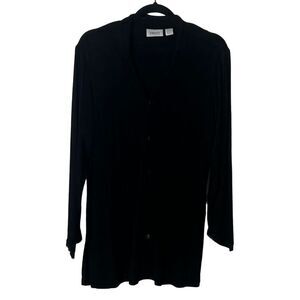 Chico's Travelers Black Cardigan Sweater Vintage Womens SZ 1 Slinky Knit Stretch